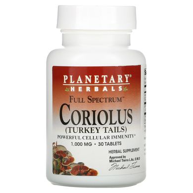 Коріолус підтримка імунітету Planetary Herbals (Coriolus) 1000 мг 30 таблеток