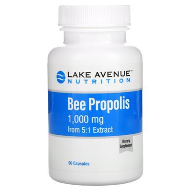 Пчелиный прополис, Bee Propolis, 5: 1 экстракт, Lake Avenue Nutrition, 1000 мг, 90 вегетарианских капсул купить в Киеве и Украине