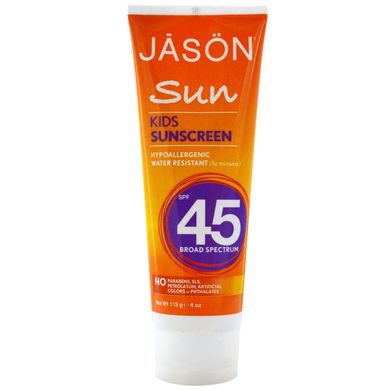 Сонцезахисний крем для дітей Jason Natural (SPF 45 Kids Sunscreen) 113 г