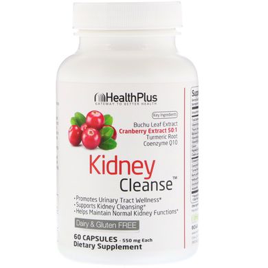 Засіб для очищення нирок Kidney Cleanse, Health Plus, 550 мг, 60 капсул