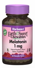 Мелатонін Bluebonnet Nutrition (Melatonin) смак малини 1 мг 60 жувальних таблеток