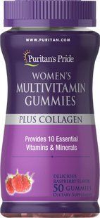 Женские жевательные мультивитамины плюс Коллаген, Women's Multivitamin Gummies Plus Collagen, Puritan's Pride, 50 жевательных купить в Киеве и Украине