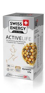 Вітаміни та мінерали з гуараною, ACTIVELIFE 25 Vitamins and Minerals+Vitamin K2+Guarana, Swiss Energy, 30 капсул