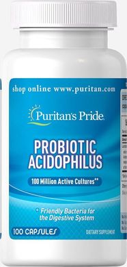 Пробиотик ацидофильный, Probiotic Acidophilus, Puritan's Pride, 100 капсул купить в Киеве и Украине
