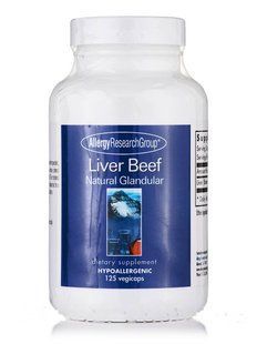 Печень говяжья натуральная железистая, Liver Beef Natural Glandular, Allergy Research Group, 125 вегетарианских капсул купить в Киеве и Украине
