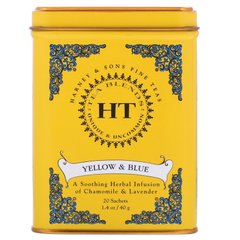 Жовтий і синій, Чай з ромашкою і лавандою, без кофеїну, Harney ,Sons, 20 чайних саше, 0,9 унцій (26 г)