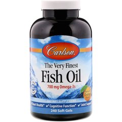 Найкращий риб'ячий жир, натуральний апельсиновий смак, Carlson Labs, 700 мг, 240 м'яких таблеток