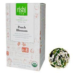 Органический листовой белый чай, цветки персика, Rishi Tea, 1,13 унции (32 г) купить в Киеве и Украине