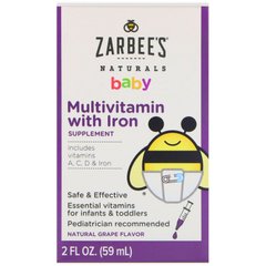 Дитячі мультивітаміни з залізом зі смаком винограду Zarbee's (Baby Multivitamin) 59 мл