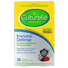 Пробіотики, імунний захист, змішаний ягідний смак, Probiotics, Immune Defense, Mixed Berry Flavor, Culturelle, 28 жувальних таблеток