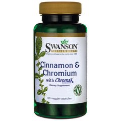 Кориця і хром, Cinnamon & Chromium - Featuring Chromax, Swanson, 60 капсул