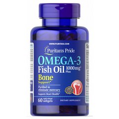 Омега-3 риб'ячий жир + Підтримка кісток, Omega-3 Fish Oil Plus Bone Support, Puritan's Pride, 1000 мг, 60 капсул