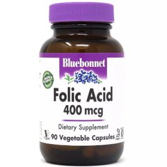 Фолиевая кислота Bluebonnet Nutrition (Folic Acid) 400 мг 90 вегетарианских капсул купить в Киеве и Украине