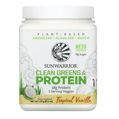 Чистий зелень і протеїн, тропічна ваніль, Clean Greens & Protein, Tropical Vanilla, Sunwarrior, 175 г