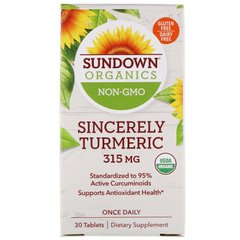 Куркума Sundown Organics (Sincerely Turmeric) 315 мг 30 таблеток