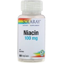 Ніацин Вітамін B3 Solaray (Niacin Vitamin B3) 100 мг 100 капсул