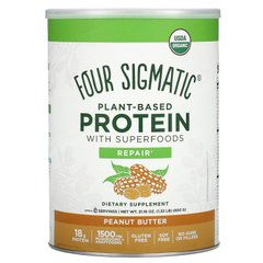 Рослинний білок з суперпродуктом, арахісове масло, Plant-Based Protein with Superfoods, Peanut Butter, Four Sigmatic, 600 г