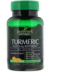 Куркума для веганів PureMark Naturals (Turmeric) 90 вегетаріанських капсул