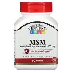 МСМ (метілсульфонілметан) максимальної сили, 21st Century, 1000 мг, 90 таблеток