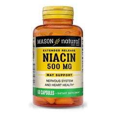 Ниацин пролонгированного действия Mason Natural (B3 Niacin Extended Release) 500 мг 60 капсул купить в Киеве и Украине