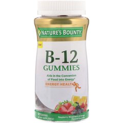 Вітамін B12 Nature's Bounty (Vitamin B12) 90 таблеток зі смаком малини ягідного міксу і апельсина