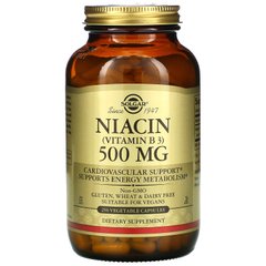 Ниацин Витамин B3 Solgar (Niacin Vitamin B3) 500 мг 250 капсул на растительной основе купить в Киеве и Украине