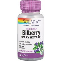 Черника экстракт ягод Solaray (Bilberry) 1 в день 160 мг 30 капсул купить в Киеве и Украине