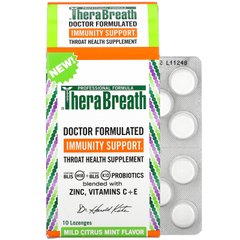 TheraBreath, Підтримка імунітету, добавка для здоров'я горла, м'яка цитрусова м'ята, 10 льодяників