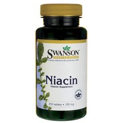 Ніацин, Niacin, Swanson, 100 мг, 250 капсул