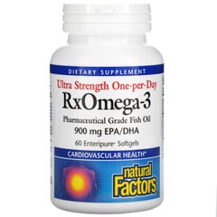 Natural Factors, Риб'ячий жир з максимальною силою дії RxOmega-3 для прийому щодня, 900 мг, 60 капсул Enteripure