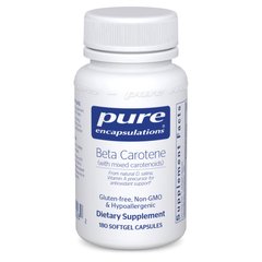 Бета-каротин с смешанными каротиноидами Pure Encapsulations (Beta Carotene with Mixed Carotenoids) 180 капсул купить в Киеве и Украине