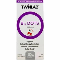 Витамин В12 вкус вишни Twinlab (B-12 Dots) 500 мкг 100 таблеток купить в Киеве и Украине