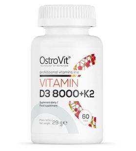 Витамин Д3 8000 IU + K2 OstroVit (Vitamin D3 8000 IU + K2) 60 таблеток купить в Киеве и Украине