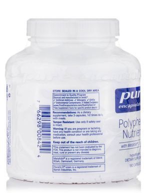Поліфенолові поживні речовини з метафоліном Pure Encapsulations (Polyphenol Nutrients L-5-MTHF) 180 капсул
