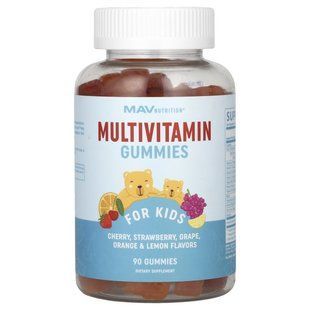 MAV Nutrition, Мультивітамінні жувальні цукерки, для дітей, 90 жувальних цукерок