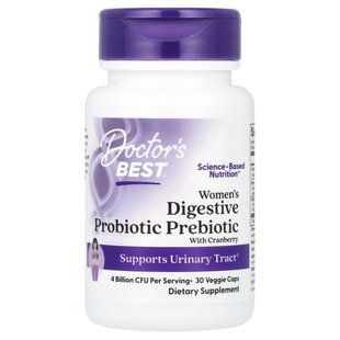Doctor's Best, Women's Digestive Probiotic Prebiotic With Cranberry, 4 Billion CFU, 30 Veggie Caps купить в Киеве и Украине