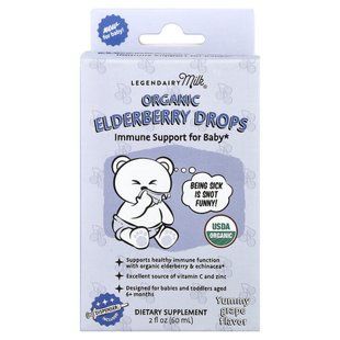 Legendairy Milk, Organic Elderberry Drops, 6+ Months, Yummy Grape, 2 fl oz (60 ml)