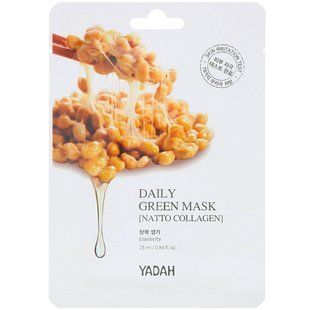 Daily Green Mask, натто-коллаген, Yadah, 1 sheet, 0.84 fl oz (25 ml).