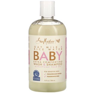 Детское средство для мытья и шампунь Extra Comforting, овсяное молоко и рисовая вода, Baby Extra Comforting Wash & Shampoo, Oat Milk & Rice Water, SheaMoisture, 384 мл купить в Киеве и Украине