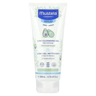 Mustela, Baby, 2 in 1 Cleansing Gel, Hair and Body, Normal Skin, 6.76 fl oz (200 ml) купить в Киеве и Украине