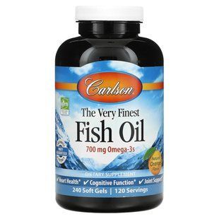 Самый лучший рыбий жир, натуральный апельсиновый вкус, Carlson Labs, 700 мг, 240 мягких таблеток купить в Киеве и Украине