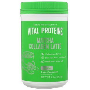 Matcha Latte with Collagen, Vanilla, Vital Proteins, 265 g.