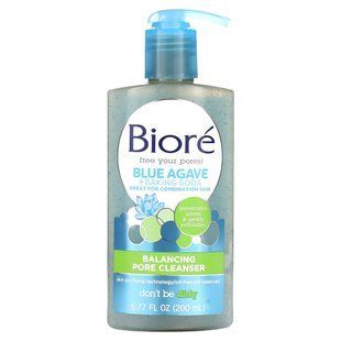 Balancing cleaning agent for pores Blue Agave + Soda, Biore, 200 ml