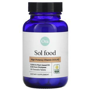 Ora, Sol Food, High Potency Vitamin D3 & K2, 30 Chewable Tablets купить в Киеве и Украине
