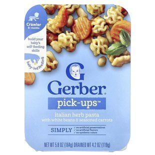 Gerber, Pick-Ups&trade;, Italian Herb Pasta With White Beans & Seasoned Carrots, 8+ Months, 5.8 oz (164 g) купить в Киеве и Украине