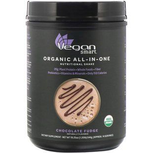 Органічний живильний коктейль &laquo;все в одному&raquo; VeganSmart (Organic All-In-One) 535 г шоколадна помадка