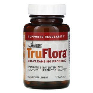 TruFlora, пробиотики и ферменты, Master Supplements, 32 вегетарианских капсулы купить в Киеве и Украине