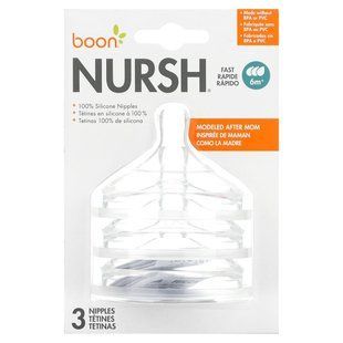 Boon, Nursh, Silicone Nipples, Fast, 6 Months +, 3 Nipples купить в Киеве и Украине