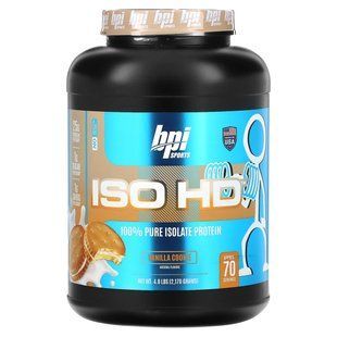 ISO HD 100% Pure Protein Isolate, Vanilla Cookie, BPI Sports, 2.8 kg.