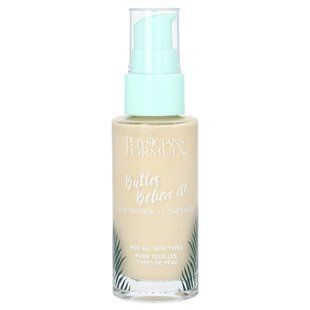 Physicians Formula, Butter Believe It!, Foundation + Concealer, 1711755 Fair, 1 fl oz (30 ml) купить в Киеве и Украине